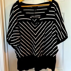 Lane Bryant Black and White Striped Sweater